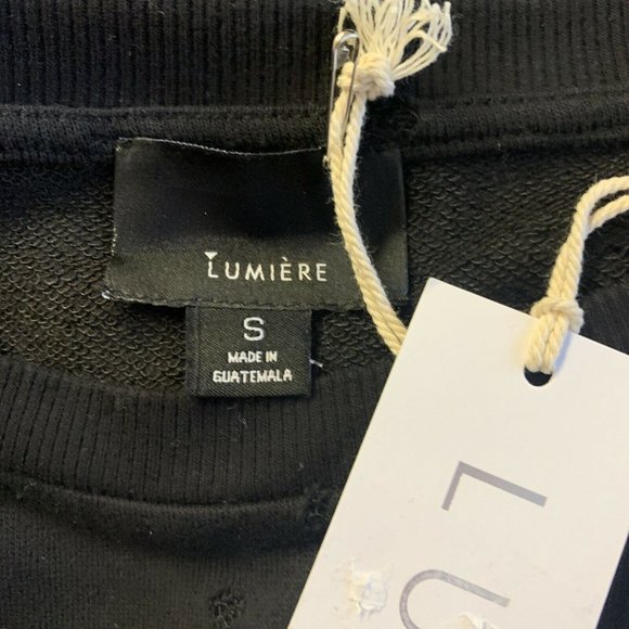 Lumiere Black Distressed Crew Neck Sweater - Picture 6 of 7